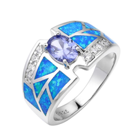 Bague en argent sterling 925 avec incrustation d'opale tropicale et d'opale de feu rectangulaire géométrique, faible MOQ, directement de l'usine