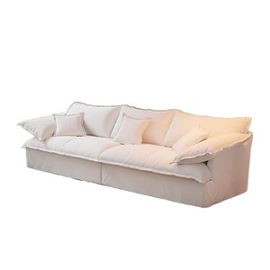 Mid century fabric <b>sofa</b> wabi sabi style removable washable straight couch retro cream design for <b>small</b> living room - Product Image 4