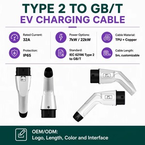 สายชาร์จรถยนต์ไฟฟ้าแบบขด OEM Type 2 เป็น GBT สายชาร์จแบบสปริงเกลียว Type 2 เป็น GB/T สำหรับรถยนต์ไฟฟ้าจีน - Product Image 4