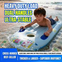 Bravo - Lit flottant rectangulaire gonflable pour enfants en PVC pliable avec poignées - 55 cm x 177 cm - Planche de surf pour enfants pour piscine et plage