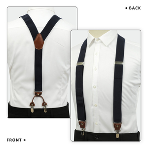 <span class=keywords><strong>Tirantes</strong></span> Elásticos Ajustables de 120 cm, Color Negro Sólido, Estilo <span class=keywords><strong>Y</strong></span>, Hebilla de Cobre de 3.5 cm de Ancho, para Hombre, <span class=keywords><strong>con</strong></span> 4 Clips - Product Image 2