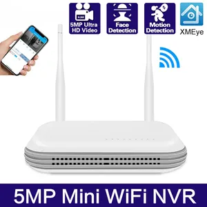 Icsee Wifi NVR Mini 4CH 5MP/8CH 3MP Xmeye Wifi Video Recorder cho hệ thống an ninh không dây TF khe cắm thẻ Mặt phát hiện P2P H.265