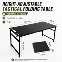 Table tactique robuste pliable à ouverture automatique hydraulique pour le camping et les pique-niques en plein air avec pieds et crochets réglables