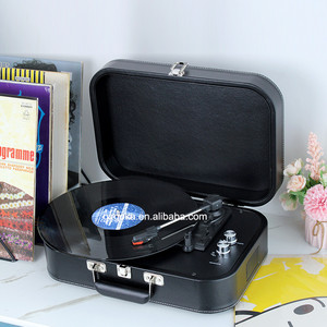 Новый Виниловый проигрыватель из искусственной кожи эллиптический дизайн чемодан проигрыватель с функцией синего зуба Многофункциональный - Product Image 3
