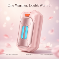 Chauffe-mains rechargeable rose 2026 au design mignon Mecha, or rose, portable USB 6000mAh, chauffe-poche extérieur avec lumière LED pour voiture