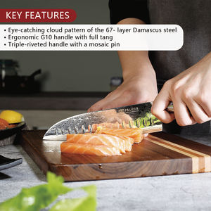 7 pollici 67 strato damasco cucina cuoco Set taglio taglio professionale Santoku <span class=keywords><strong>coltello</strong></span> da cucina giapponese Santoku <span class=keywords><strong>coltello</strong></span> da cuoco - Product Image 4