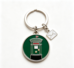 Green Enamel Postbox Key Chain Metal <b>Keyring</b> Round Mailbox Pendant Envelope <b>Charm</b> Gift Souvenir - Product Image 3