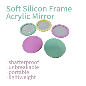 Wholesale 60mm Round Soft Silicone Frame Shatterproof Acrylic Pocket <b>Mirror</b> Portable Kids Makeup Hand <b>Mirror</b> - Product Image 2