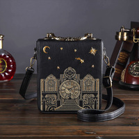 Rétro Broderie Double Face Vintage Petit Sac Carré Nouveau Style Portable Sac À Main Messenger Sac Avec Couvercle Fermeture Horloge Sac