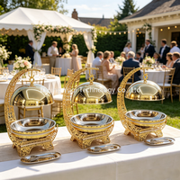 Réchaud alimentaire isotherme 8L en forme de lune dorée pour buffet d'hôtel, traiteur de mariage et banquets de petites entreprises