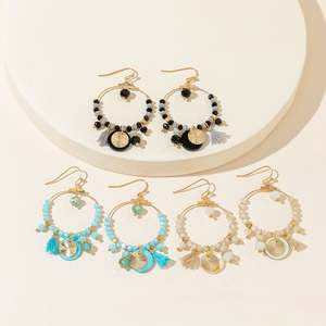 Nouvelles boucles d'oreilles de mode pour femmes de Style bohème Offre Spéciale boucles d'oreilles rondes en acier inoxydable à pampilles - Product Image 1