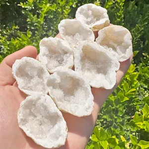 Wholesale Natural High Quality Healing Stones Opened Pairs Of White Agate Geodes For Decoration