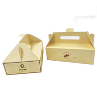 Boîte en carton dorée effet estampage à chaud, emballage de luxe haut de gamme pour pâtisseries, pains et friandises avec poignée