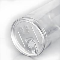 Boîte personnalisable en PET transparent avec couvercle en aluminium pour thé, café, boissons énergisantes - Couvercle à ouverture facile à petit goulot, entièrement déchirable