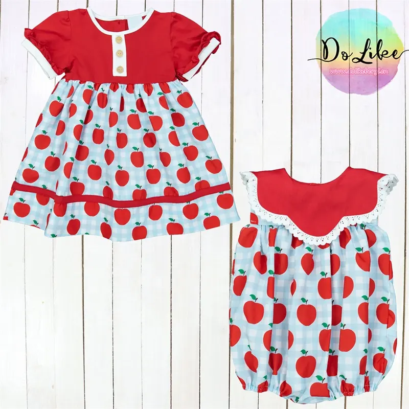 Schöne kinder süßes design für kleine mädchen kleidung apfel kleidung baby kleidung kinder zurück zu schule kleider lässiges kleid