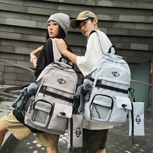 Harajuku Retro <b>Backpack</b> 20 Inches <b>Large</b> Capacity Unisex <b>School</b> Education Campus Style Letter Pattern Detachable Straps - Product Image 1