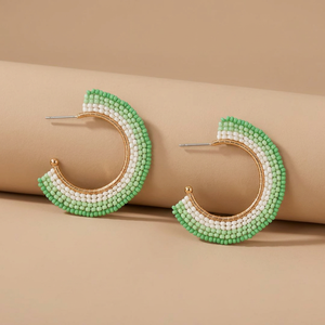 Best Selling Beautiful Colorful <b>Beaded</b> Hoop Earrings for Daily Styling Gift Available at Factory <b>Direct</b> Price wholesale price - Product Image 1