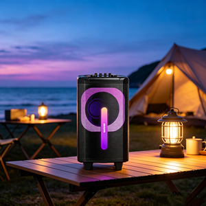 Haut-parleur Bluetooth portable de karaoké 66W avec woofer de 8 pouces, entrée <span class=keywords><strong>guitare</strong></span>, réglage des basses et des aigus, lumière RVB, double micro UHF, TWS, pour fêtes - Product Image 2