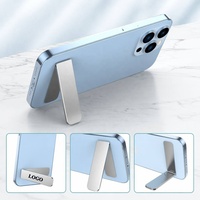 Support de téléphone pliable en aluminium ultra-fin et invisible avec logo personnalisé, adhésif nano, support de téléphone adhésif mains libres