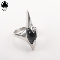 Bague VAF à design à pointes en acier inoxydable poli, bijou de doigt tendance, accessoire élégant pour hommes et femmes