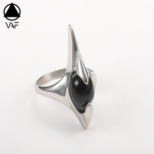 Anillo VAF con Diseño de Púas, <span class=keywords><strong>Acero</strong></span> <span class=keywords><strong>Inoxidable</strong></span> Pulido, Joyería Moderna para los Dedos, Accesorio Elegante para Hombres y Mujeres - Product Image 1