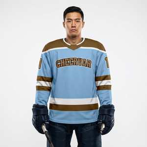 Maillot de hockey sur glace Cheervar pour homme, manches longues, imprimé par sublimation, col rond, polyester respirant, vêtements de sport pour adultes - Product Image 1