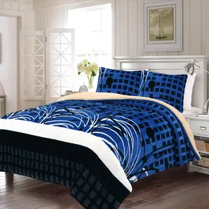 Well Sale Bedding TOKYO Style 3 Piece Custom Blue Flannel Sherpa Comforter Duvet Set