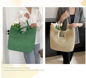 Mercancía General, Nueva Bolsa de Paja Multicolor de un Solo Hombro para Mujer, Bolsa Tejida a Mano Simple, Bolsa de Playa de Gran Capacidad - Product Image 6