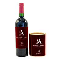 Etiqueta Adhesiva Impermeable de Alta Calidad para Vino y Bebidas, Rollo de Etiquetas con Impresión UV en Dorado y Acabado Flocado