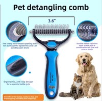 Peigne démêlant 2-en-1 pour chiens et chats |   Brosse démêlante et anti-nœuds pour poils longs/courts, brosse de toilettage et de nettoyage (plastique)