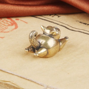 Décoration de table en laiton Chat gras, petite sculpture de chat mignon en cuivre, artisanat amusant pour la décoration intérieure, ornement rétro pour animal de compagnie de thé - Product Image 3