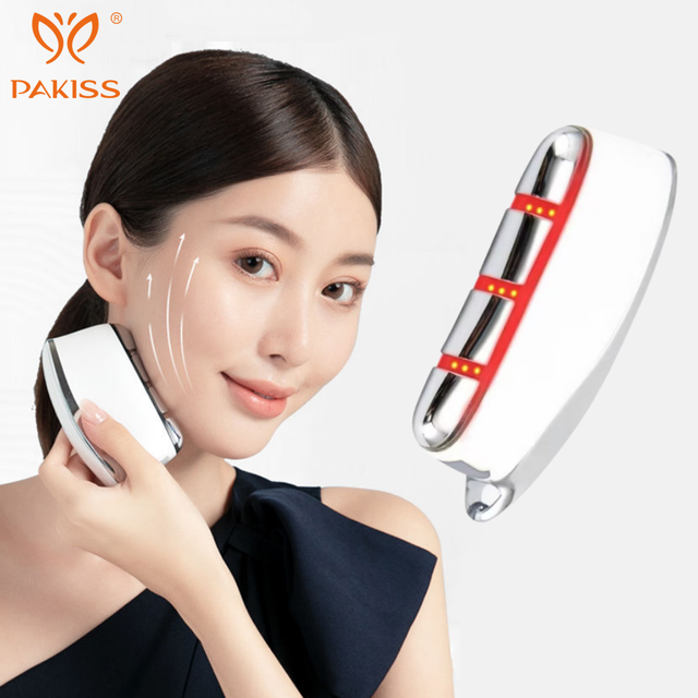 PAKISS 3 in 1 Facial Massager EMS Microcurrent,High Frequency Vibration and LED Red Light for Face and Body