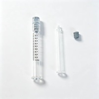 Leere 1ml Dünne Silberne Metall-Glasspritze mit Kolben 1 ml Lange Spritzen für Destillatöl