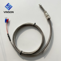 SS304 sonda bayoneta industrial primavera RTD 3 cables de alta temperatura PT100 sensor de temperatura con M12 hilo