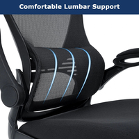Silla de escritorio ergonómica para oficina, silla de ordenador de malla con soporte lumbar, reposabrazos abatibles