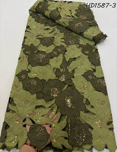 Telas de lujo con cuentas hechas a mano para vestido de novia, <span class=keywords><strong>tela</strong></span> de encaje bordado con lentejuelas - Product Image 4