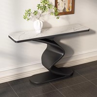 Table console d'entrée moderne haut de gamme en marbre avec piétement, style luxe léger, pour villa et appartement, mobilier de salon