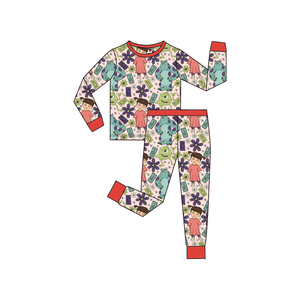 Stokta Gizemli Kutu: Araba Karakter Baskılı Çocuk Bambu Elyaf Giysileri, Çocuk 2 Parça Pijama Takımı Bebek Tulumu - Product Image 3