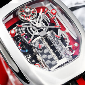 Montre de luxe automatique mécanique pour homme, bracelet en silicone rouge élégant personnalisé haut de gamme, style supercar, squelette, sport - Product Image 4