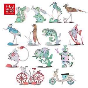 HW nouvelle éducation précoce jouets éducatifs pour enfants 3D en bois bricolage ornements créatifs <span class=keywords><strong>puzzle</strong></span> animal irrégulier avec flash - Product Image 1