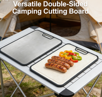Planche à double face en titane pur DuraTitan, robuste, durable, antidérapante, avec rainures pour le jus, pliable, passe au lave-vaisselle, écologique