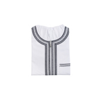 Nouvelle Collection 2026 : Qamis Blanc à Capuche pour Hommes Musulmans, Broderie Manches Longues, Robe Arabe Jubba, Vêtement Islamique pour Ramadan et Aïd, Style Dubaï