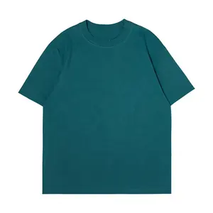 Camiseta de algodón 100% para hombre, prenda de vestir, de gran tamaño, estilo hip hop, con lavado ácido, color verde oscuro, Estilo vintage japonés