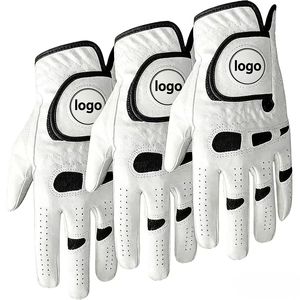 Guante de Golf de Cuero Cabretta con Logotipo Personalizado, Guantes de Golf Antideslizantes con Marcador de Pelota Extraíble para Hombre - Product Image 1