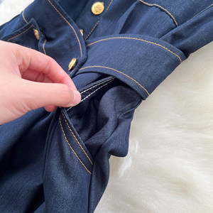 <span class=keywords><strong>Robe</strong></span> longue en jean sans manches pour femme, col en V, boutons métalliques, style <span class=keywords><strong>vintage</strong></span>, coupe trapèze, pour <span class=keywords><strong>soirée</strong></span> ou tenue décontractée - Product Image 4