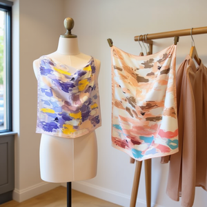 Fazzoletto quadrato con pittura a olio 70x70 cm, sciarpa alla moda per donna - Product Image 2