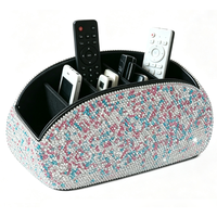 Support de télécommande en strass multi-emplacements, organiseur de bureau brillant pour télécommandes, téléphones et petits accessoires