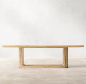 Muebles modernos de madera maciza pesada de alta calidad, mesa de comedor rectangular de 6, 8 y 10 asientos para restaurante y villa