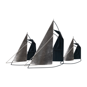 Decorazione da parete in metallo a forma di barca a vela per l'arredamento di case costiere, camera da letto, soggiorno, bagno. - Product Image 1