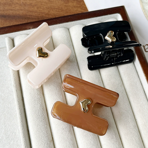 YJL Damen Haaraccessoires auf Lager 5cm Vintage <span class=keywords><strong>H</strong></span>-Form Einfarbige Plastik-Haarspange Haifischklammer Maßgefertigte Haarklammer Schnelle Lieferung - Product Image 3